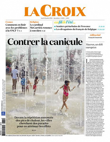 La Croix du Lundi 30 Juillet 2018