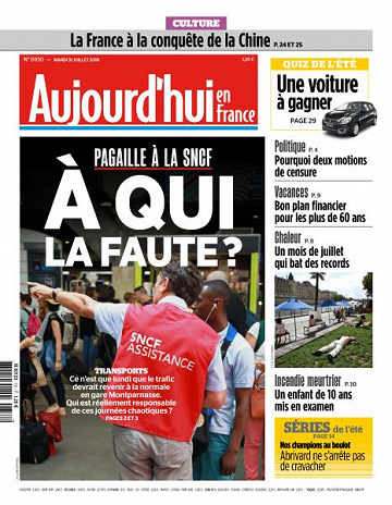 Aujourd’hui en France du Mardi 31 Juillet 2018
