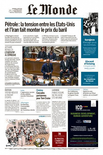 Le Monde du Mercredi 1er August 2018