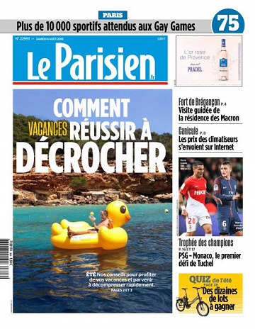 Le Parisien du Samedi 4 Août 2018