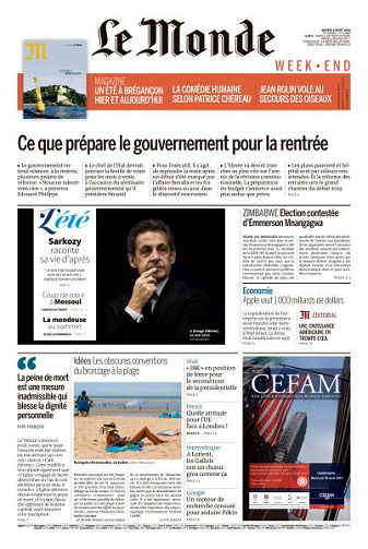 Le Monde du Samedi 4 Août 2018