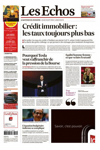 Les Echos du Jeudi 9 Août 2018