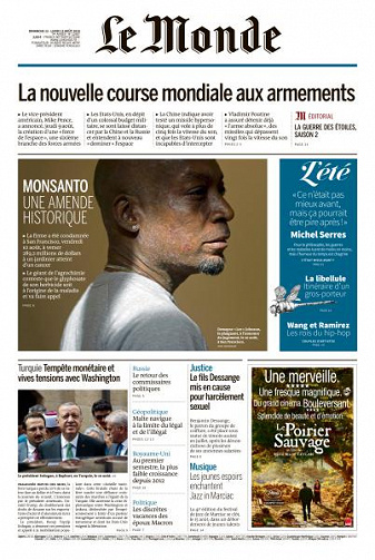 Le Monde du Dimanche 12 et Lundi 13 Août 2018