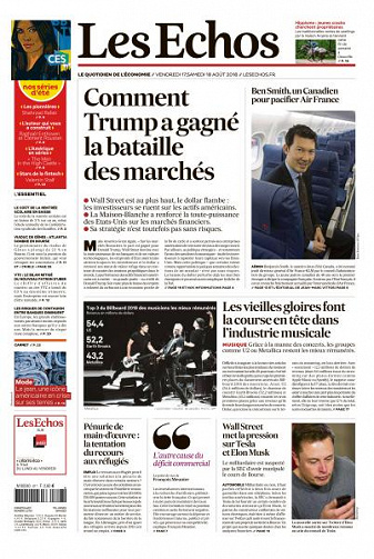 Les Echos du Vendredi 17 et Samedi 18 Août 2018