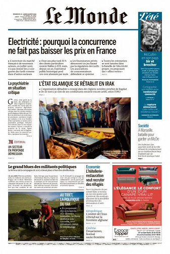 Le Monde du Dimanche 19 et Lundi 20 Août 2018
