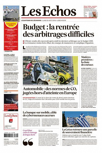 Les Echos du Lundi 20 Août 2018