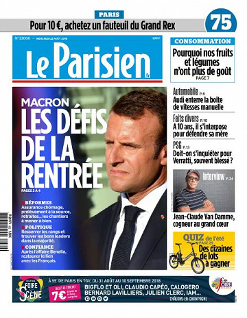 Le Parisien du Mercredi 22 Août 2018