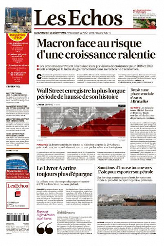 Les Echos du Mercredi 22 Août 2018