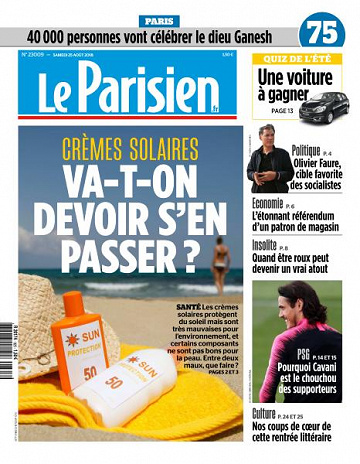 Le Parisien du Samedi 25 Août 2018
