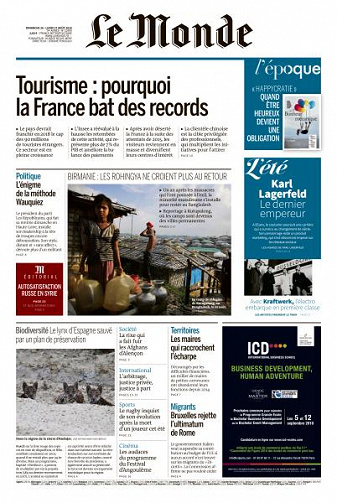 Le Monde du Dimanche 26 et Lundi 27 Août 2018