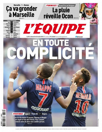 L’equipe du Dimanche 26 Août 2018