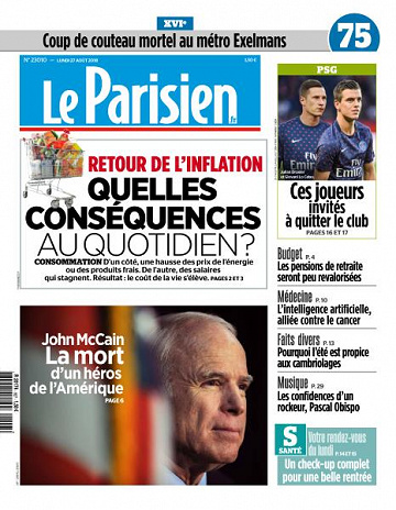 Le Parisien du Lundi 27 Août 2018