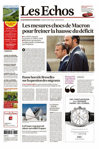 Les Echos du Lundi 27 Août 2018