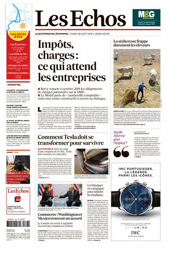 Les Echos du Mardi 28 Août 2018