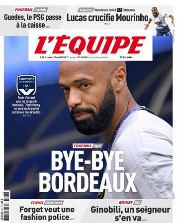 L’equipe du Mardi 28 Août 2018