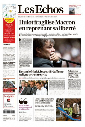 Les Echos du Mercredi 29 Août 2018