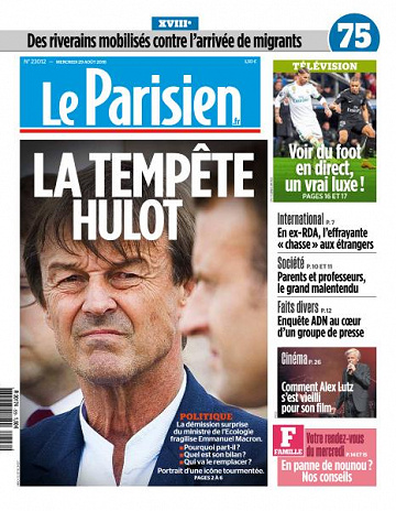 Le Parisien du Mercredi 29 Août 2018