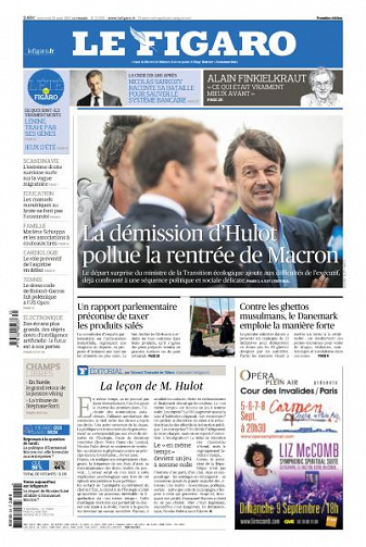 Le Figaro du Mercredi 29 Août 2018