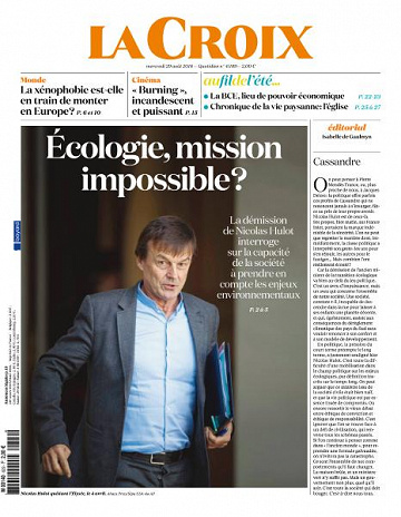 La Croix du Mercredi 29 Août 2018