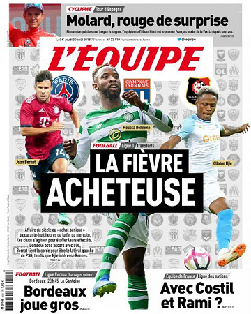 L’equipe du Jeudi 30 Août 2018