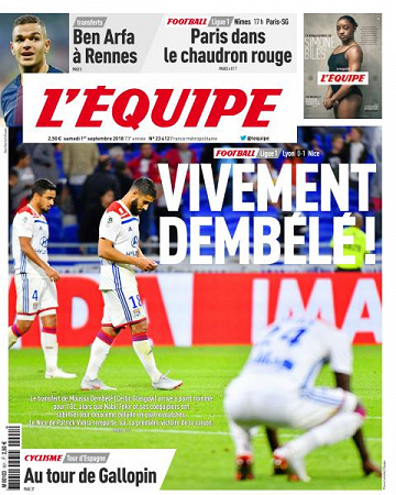 L’equipe du Samedi 1er Septembre 2018