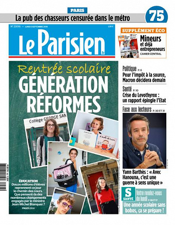 Le Parisien du Lundi 3 Septembre 2018