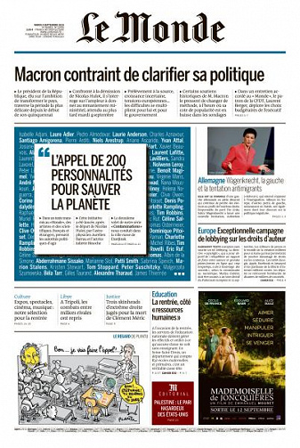 Le Monde du Mardi 4 Septembre 2018
