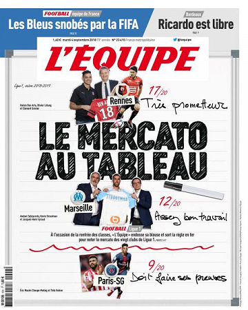 L’equipe du Mardi 4 Septembre 2018