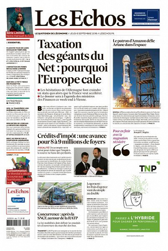 Les Echos du Jeudi 6 Septembre 2018