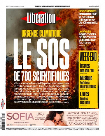 Libération du Samedi 8 et Dimanche 9 September 2018