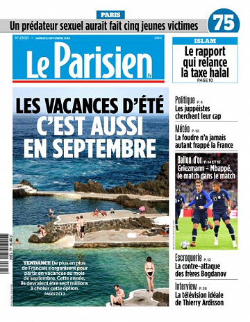 Le Parisien du Samedi 8 Septembre 2018