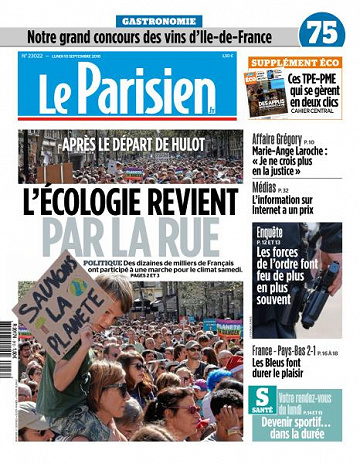 Le Parisien du Lundi 10 Septembre 2018