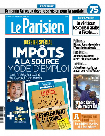 Le Parisien du Mardi 11 Septembre 2018