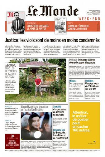 Le Monde du Samedi 15 Septembre 2018
