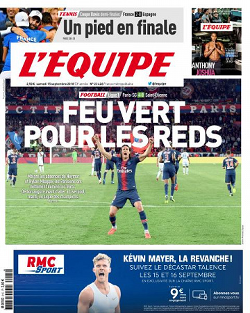 L’equipe du Samedi 15 Septembre 2018