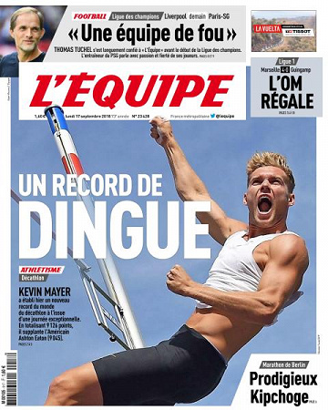 L’equipe du Lundi 17 Septembre 2018