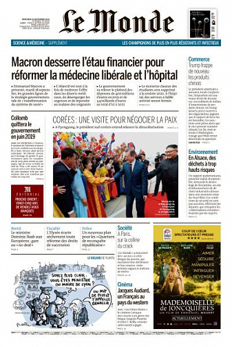 Le Monde du Mercredi 19 Septembre 2018