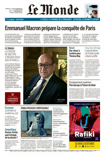 Le Monde du Dimanche 23 et Lundi 24 Septembre 2018
