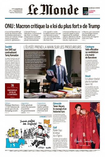 Le Monde du Jeudi 27 Septembre 2018
