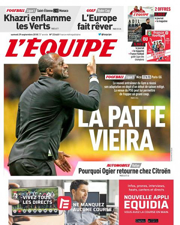 L’equipe du Samedi 29 Septembre 2018