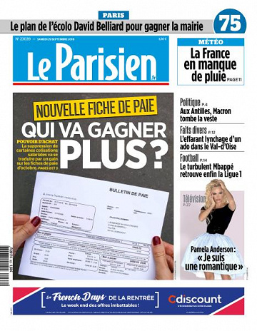 Le Parisien du Samedi 29 Septembre 2018