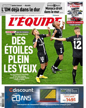 L’equipe du Jeudi 4 Octobre 2018