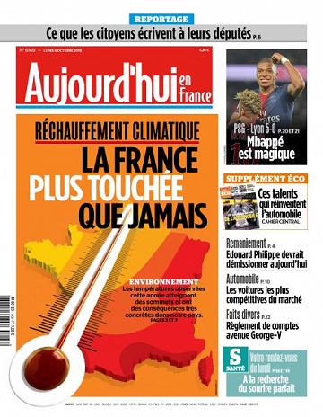 Aujourd’hui en France du Lundi 8 Octobre 2018