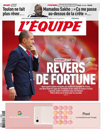 L’equipe du Mercredi 10 Octobre 2018