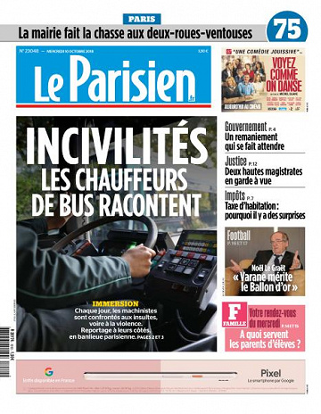 Le Parisien du Mercredi 10 Octobre 2018