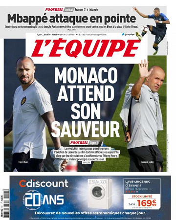 L’equipe du Jeudi 11 Octobre 2018