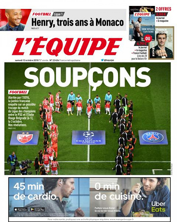 L’equipe du Samedi 13 Octobre 2018