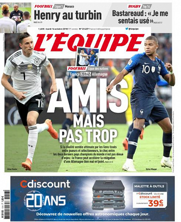 L’equipe du Mardi 16 Octobre 2018