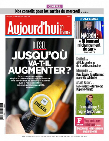 Aujourd’hui en France du Mercredi 17 Octobre 2018