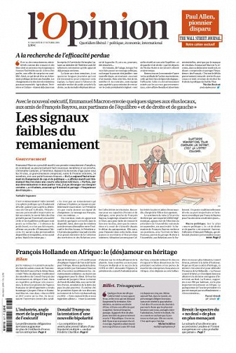 L’Opinion du Mardi 17 Octobre 2018